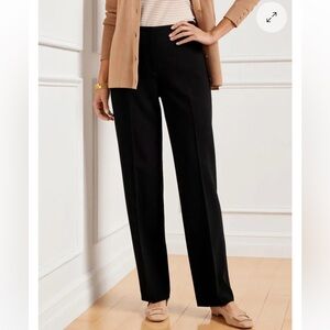 TALBOTS SOUTHAMPTON TAILORED STRETCH STRAIGHT LEG PANTS Black 14 Petite NEW